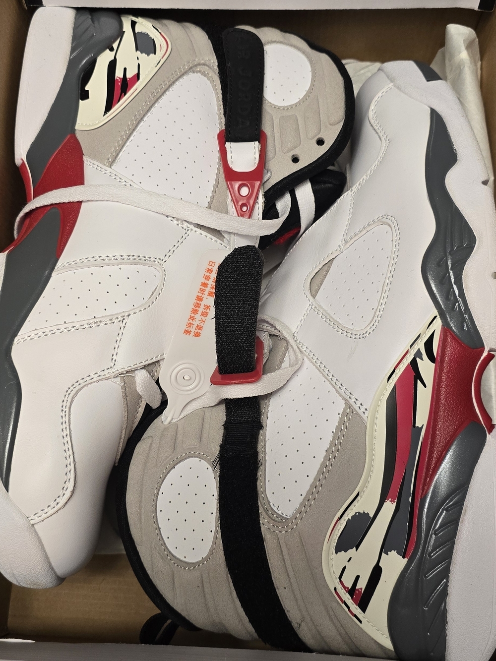 Jordan Men's White Black and Red High-Top Sneakers